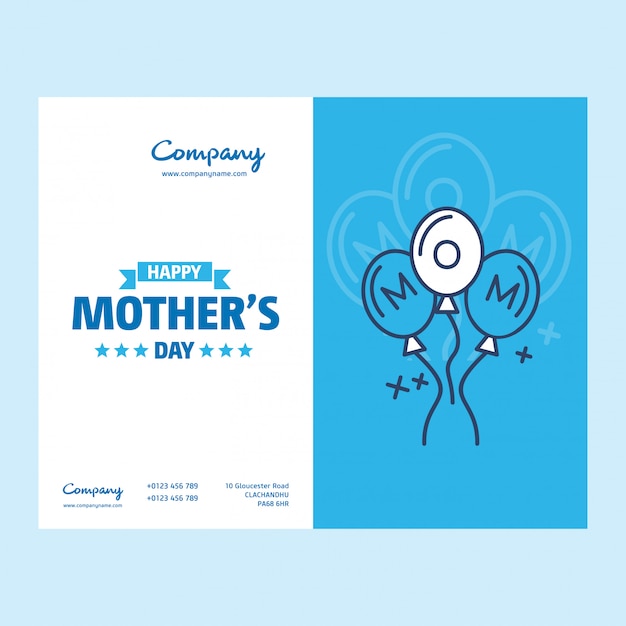 Happy Mothers Day lettering Blue Background