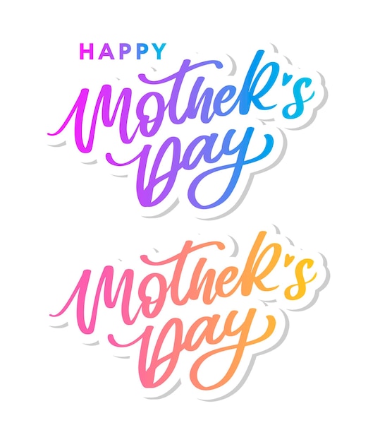 Happy Mothers Day lettering Handmade calligraphy vector illustration Mother's day card with flowers