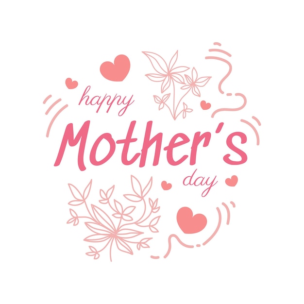 Happy Mothers Day Lettering with Flower Illustration