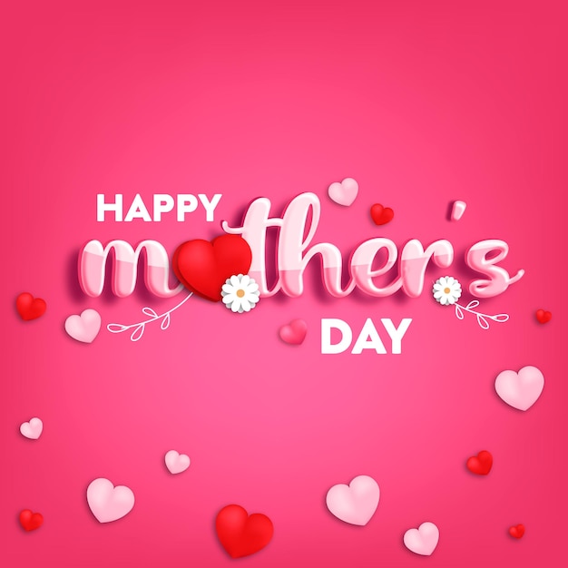 Happy mothers day pink theme heart background Vector