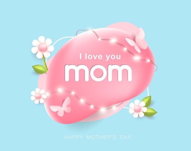 Happy Mothers day poster banner background layout with badges and flower