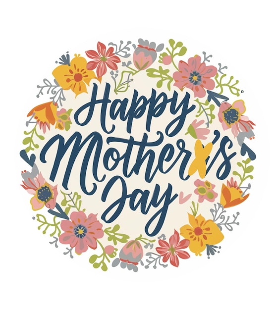 Happy Mothers Day round flower border design