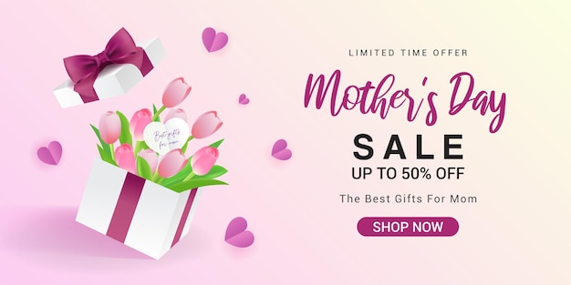 Happy Mothers Day Sale Banner vector illustration