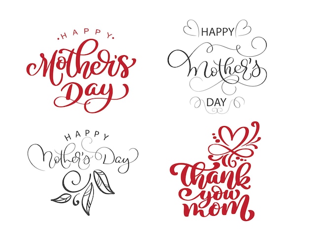 Happy mothers day set Hand drawn lettering quotes Vector tshirt or postcard print design Hand drawn