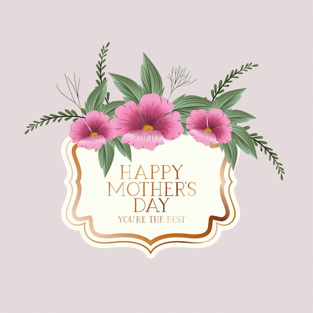 Happy mothers day victorian square frame with flowers