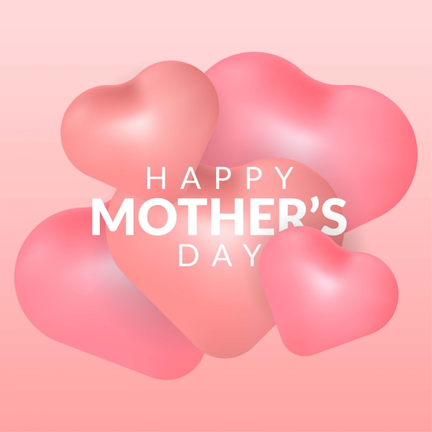 happy mothers day with heart balloon