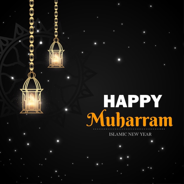 Happy Muharram black colour Background Islamic Social Media post