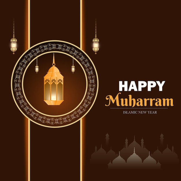 Happy Muharram chocolate colour Background Islamic Social Media post