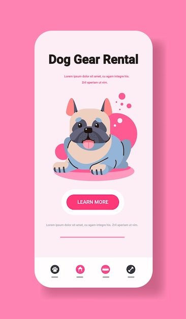 Vector happy national dog day greeting card cute doggy smartphone mobile app holiday of domestic animals concept vertical vector illustration