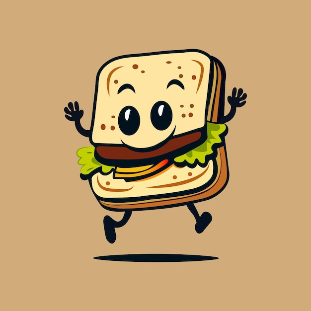 Happy Natural Sandwich Cartoon With Eyes