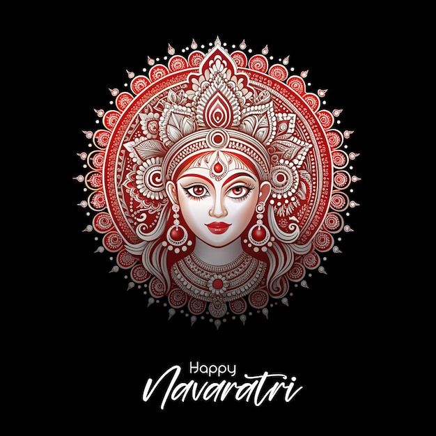 Vector happy navaratri and durga face vector