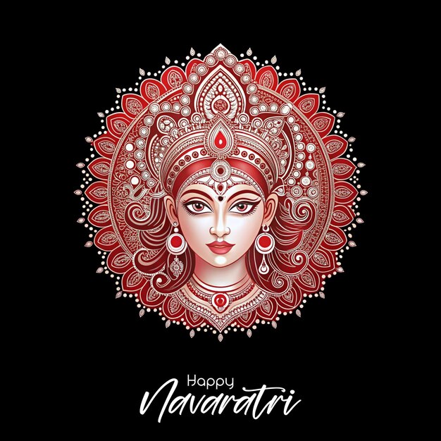 Vector happy navaratri and durga face vector