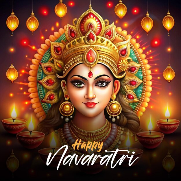 Vector happy navaratri and durga puja vector art