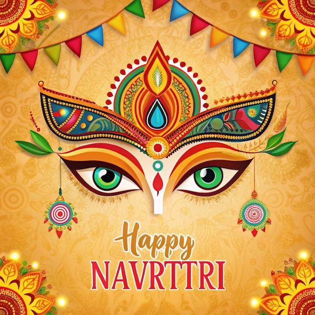 Vector happy navaratri and durga puja vector art