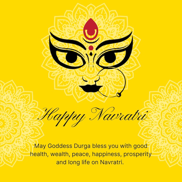 Happy Navaratri Maa Durga Illustration Social Media Post Template Indian Festival