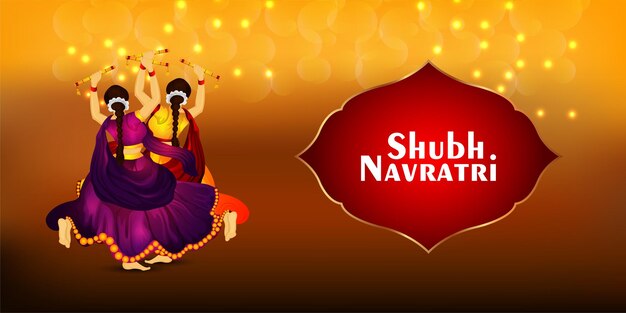 Happy navratri celebration greeting card