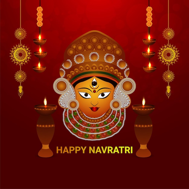 Happy navratri celebration greeting card