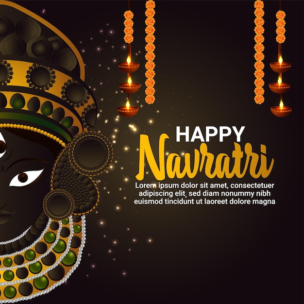 Happy navratri celebration greeting card