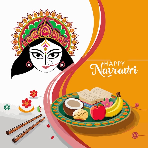 Vector happy navratri festival background durga puja concept illustration