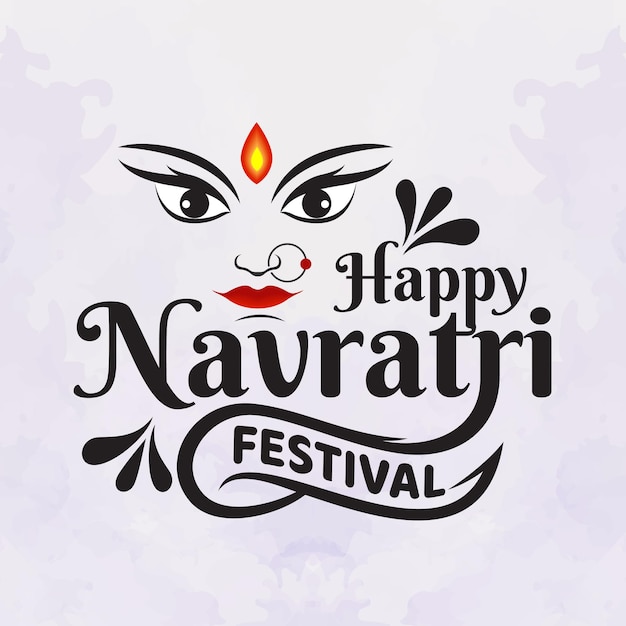 Happy navratri festival lettering design