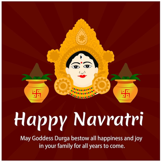 Happy Navratri Indian Festival Celebration Vector Illustration