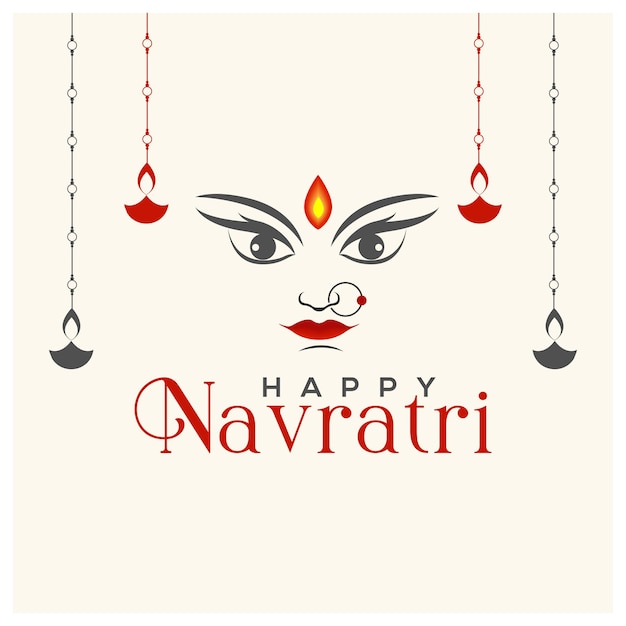 Vector happy navratri maa durga in hindi typography illustration festival background social media post