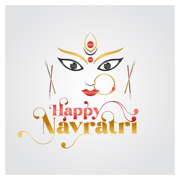 Vector happy navratri maa durga in hindi typography illustration festival background social media post