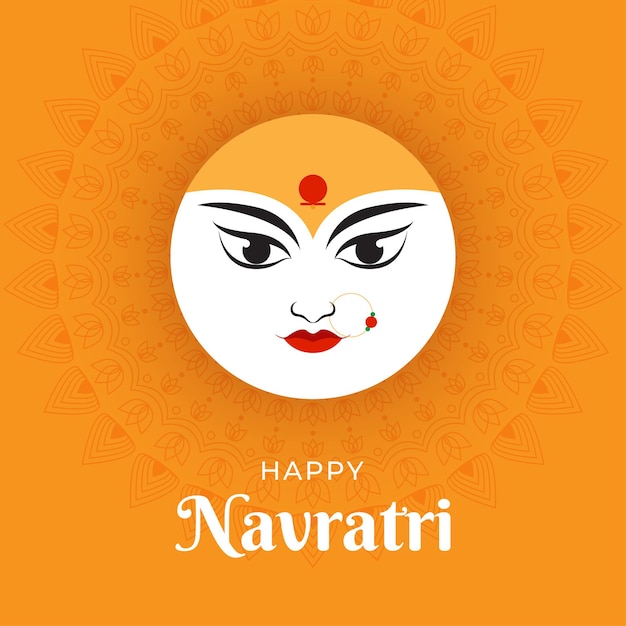 Happy Navratri wishes concept art of Navratri Creative Illustration of Goddess Durga Maa Face