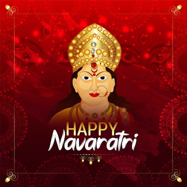 Happy navratri with goddess durga face