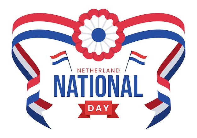 Happy Netherland National Day Illustration with Netherlands Flag in Flat Cartoon Hand Drawn Template