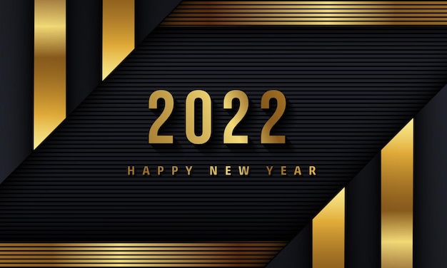 Happy new 2022 year Elegant gold background gold line deep shadow and light