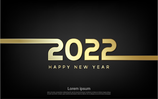 Happy new 2022 year gold line background