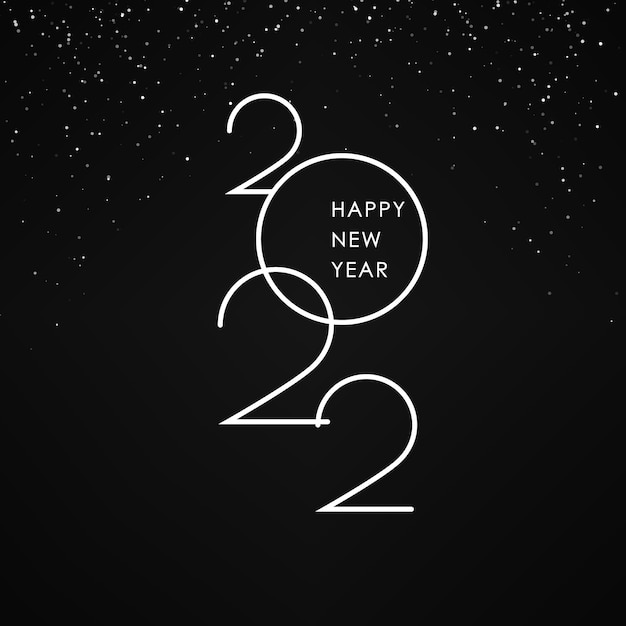 Happy new 2022 year postcard White text on black background for banner or poster design