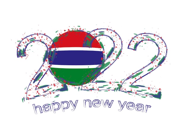 Happy New 2022 Year with flag of Gambia.