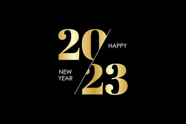 Happy new 2023 year! Elegant gold text typography