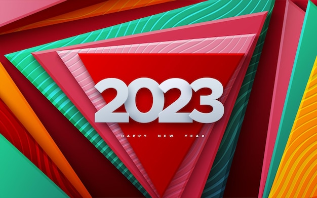 Happy New 2023 Year Vector holiday illustration White numbers 2023