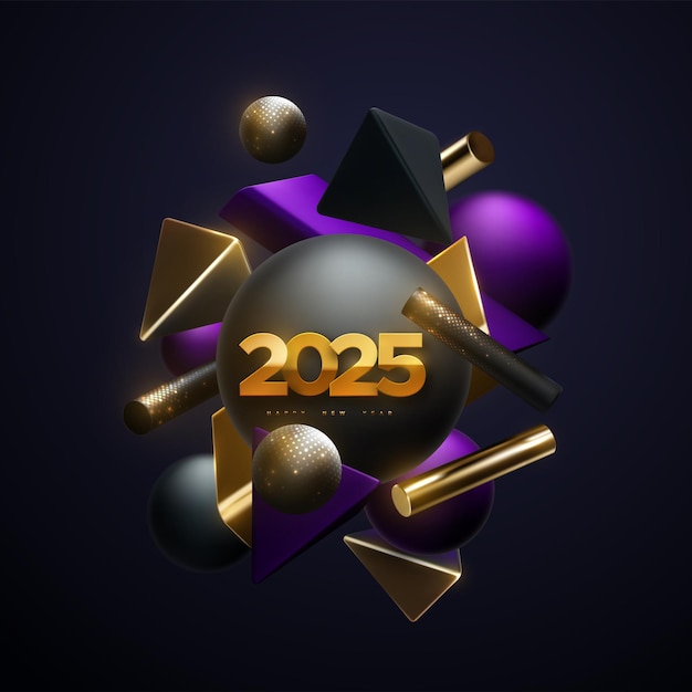 Vector happy new 2025 year holiday vector illustration