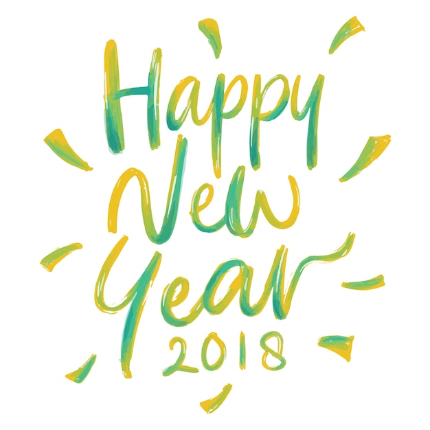 Happy New Year 2018 Watercolor Brush Background