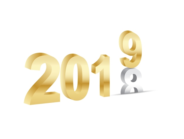 Happy New Year 2019 3D golden numbers