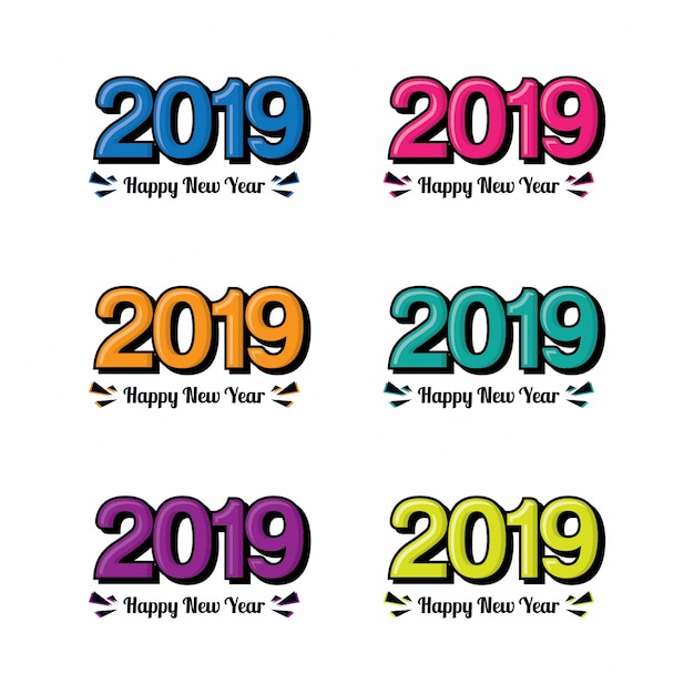 Happy New Year 2019 text design.