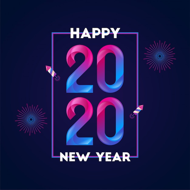 Happy New Year 2020 Gradient Style Background