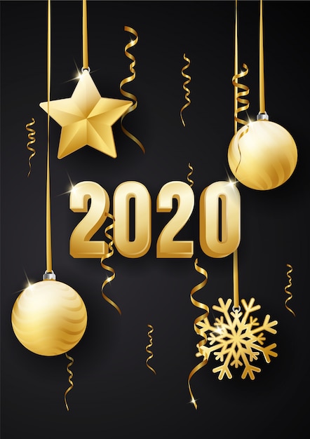 Happy new year 2020 greeting card design