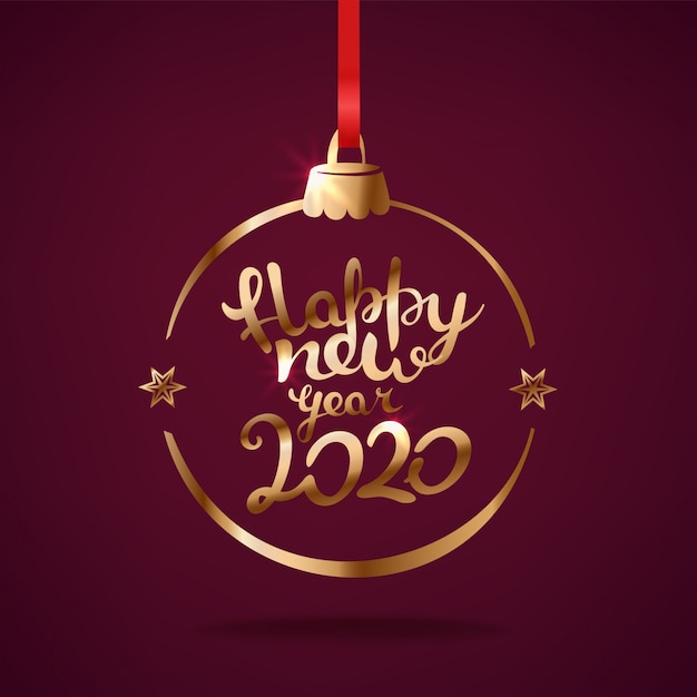 Happy New Year 2020 greetings  with lettering inscription