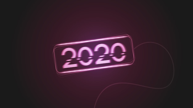 Happy New Year 2020 with Glitch Effects and Glowing Lights