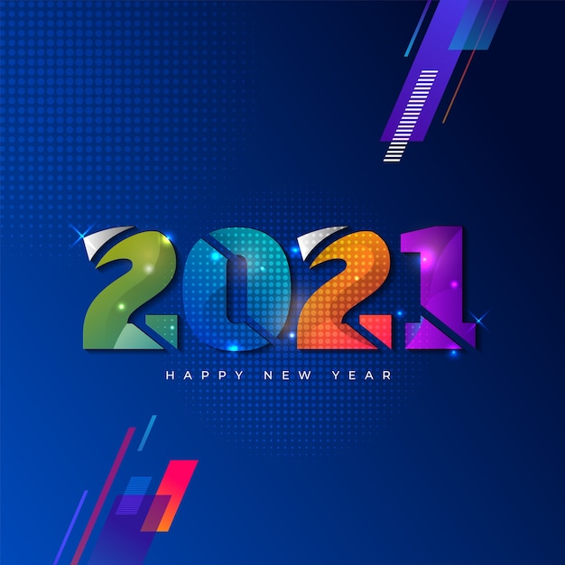 Happy New Year 2021 colorful background