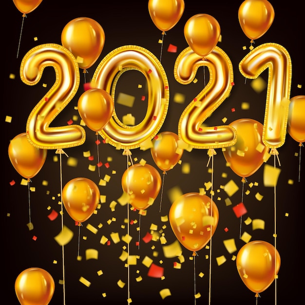 Happy New Year 2021 decoration holiday background Gold r