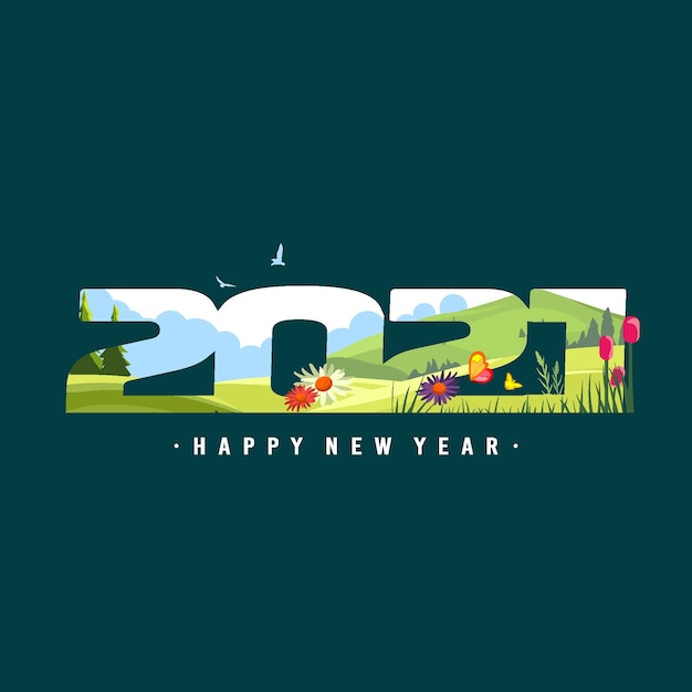 Happy new year 2021 number illustration