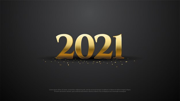 Happy new year 2021 with golden numbers illustration.