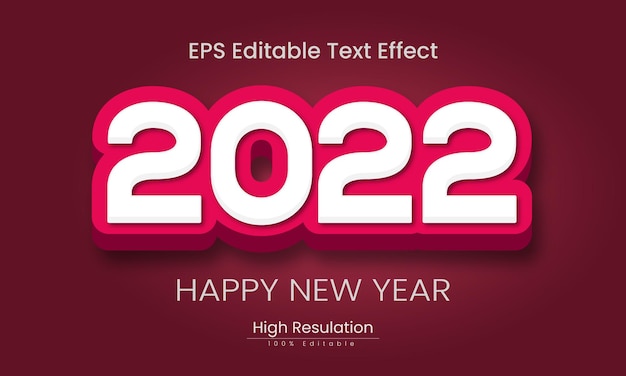 Happy new year 2022 3d text effect template