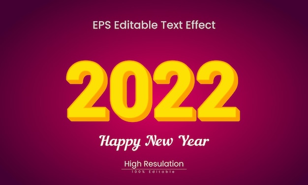 Happy new year 2022 3d text effect template